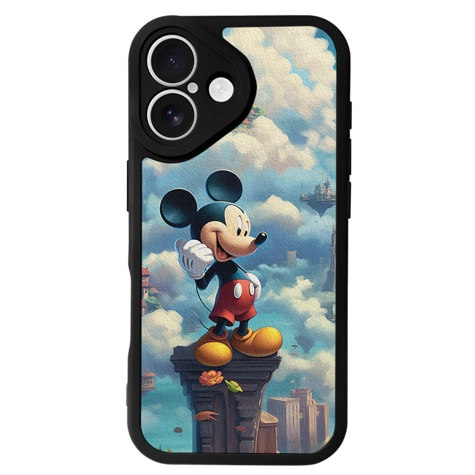 （画像用） ミッキーマウス Mickey Mouse 【iPhone 16シリーズ対応】シリコンスマホケース（レザー調） 材質：シリコン